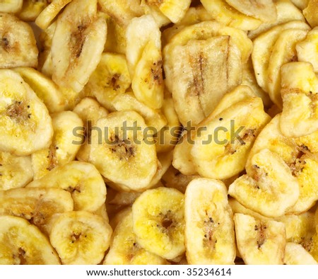 Dry banana chips background
