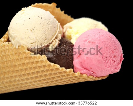 Ice cream isolated on black