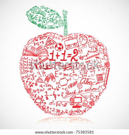 Apple made of school symbols Apple made of school symbols