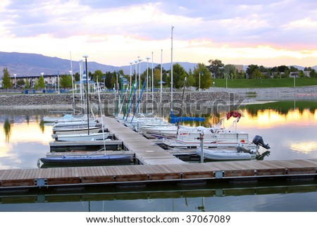 Boats dock at Sparks marina small community lake