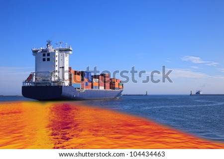 Environmental pollution caused by oil spill from the ship.