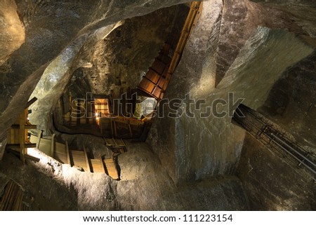 WIELICZKA, POLAND - AUGUST 21: Wieliczka Salt Mine (13th century) is one of the world\'s oldest salt mines. Has over 300 corridors and 300 chambers on 9 levels. August 21, 2012 in Wieliczka, Poland.