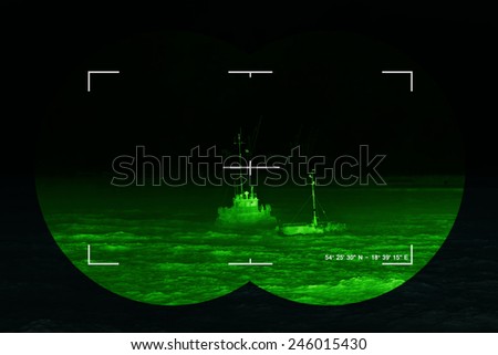 The search for the lost ship - sea rescue mission, Concept Photo.