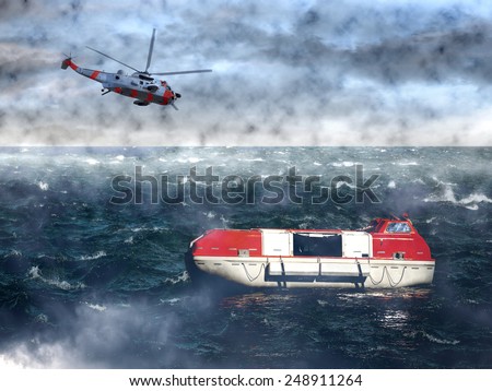 The search for the lost lifeboat - sea rescue mission.