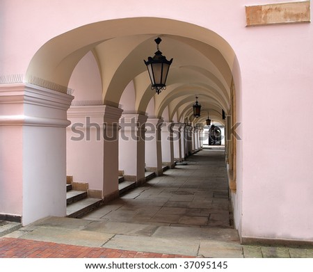 In the Zamosc there are 55 arcades buildings, Poland.