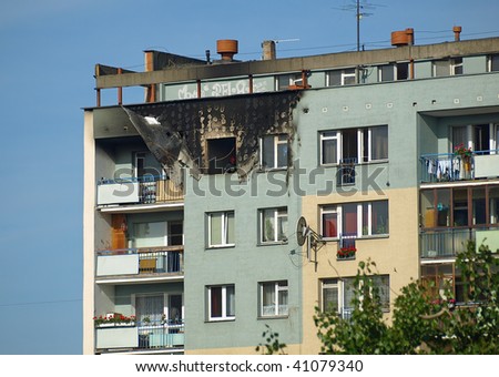 GDANSK - JUNE 10: Fire broke out in a 10-storey skyscraper June 10, 2008 in Gdansk, Poland.