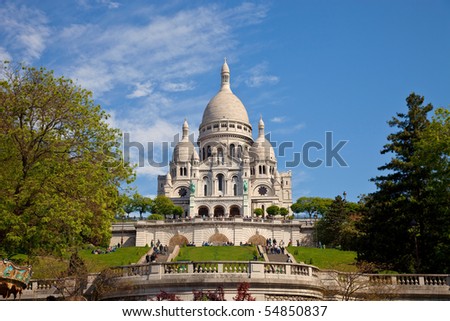 stock photo The famous basilica of SacreCoeur in Montmartre Paris