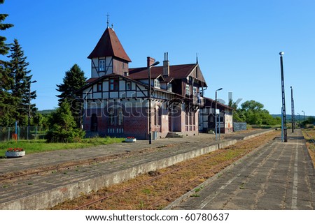 Old destroyed railway station in Tolkmicko, Poland.