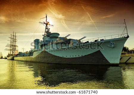 Warship Grom-class destroyer serving in the Polish Navy during World War II, currently preserved as a museum ship in Gdynia, Poland.