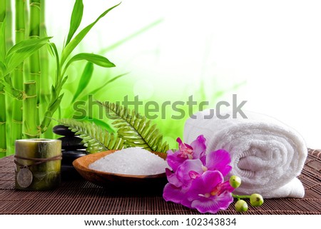 Spa treatment with bamboo background