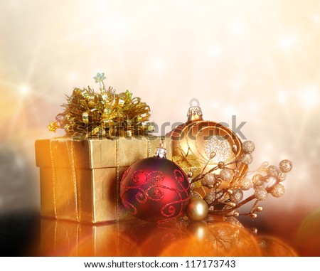 Christmas gifts with shining background