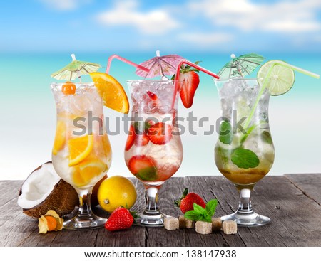 Summer drinks on the beach