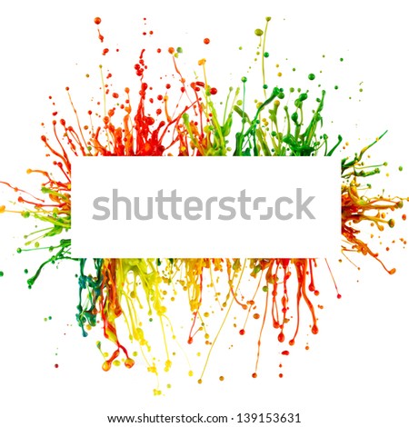 colorful paint splash over white