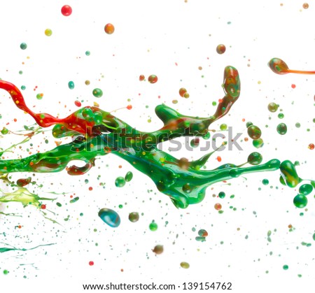 colorful paint splash over white