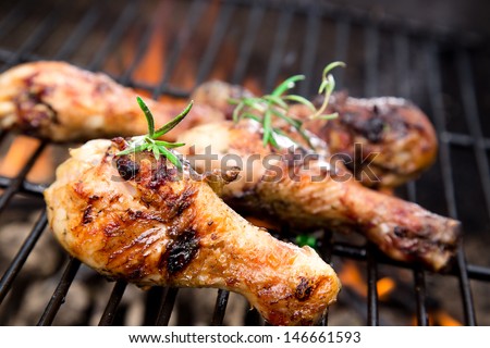 Grilled chicken Legs on the grill