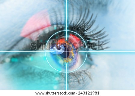 Close up of a female eye, macro shot.