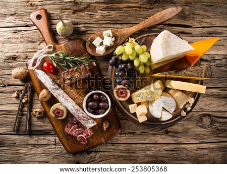 Various types of cheese, still-life.