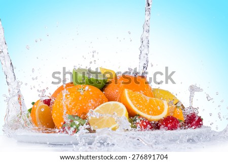 Fresh fruit with water splash
