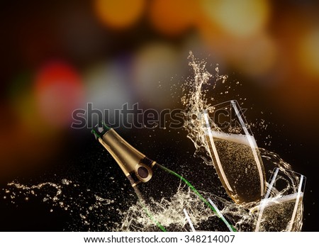 Glasses of champagne with splash