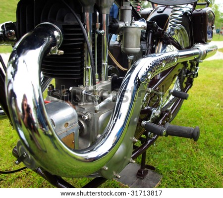 detail of vintage motorbike engine