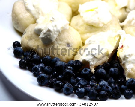 sweet dumplings with blueberries