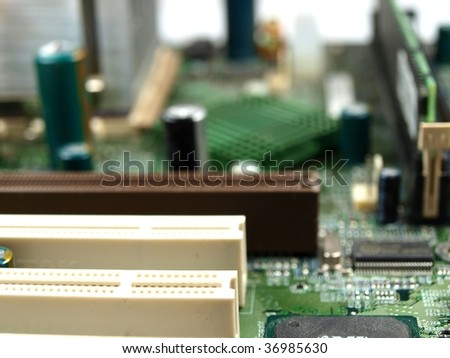closeup of a computer main board