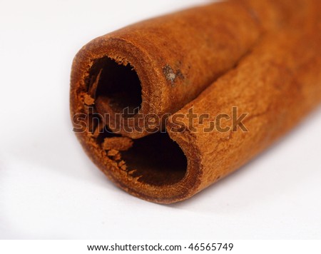 Cinnamon stick isolated on white background. Close up