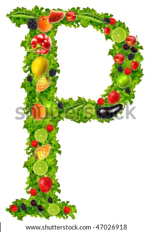 stock photo Fruit and vegetable letter P