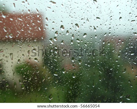 Heavy rain, view from house window