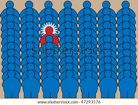 conceptual illustration of a talent-full man before the crowd