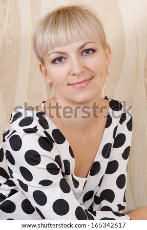 portrait beautiful blonde girl black and white clothes