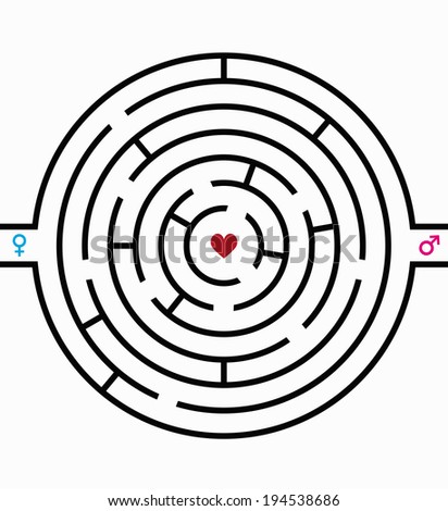 illustration of a labyrinth with a heart in the middle