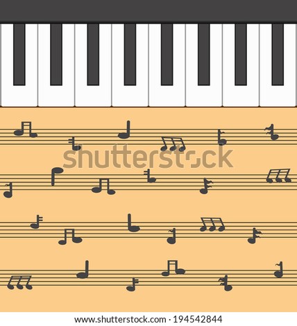 illustration of a piano with a score of music