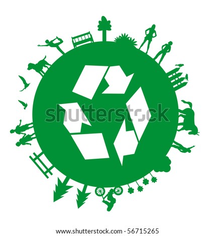 illustration of a natural world with a recycling symbol