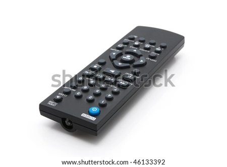 black remote control television, white background