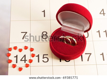 stock photo wedding rings on the calendar Valentine's Day wedding gift