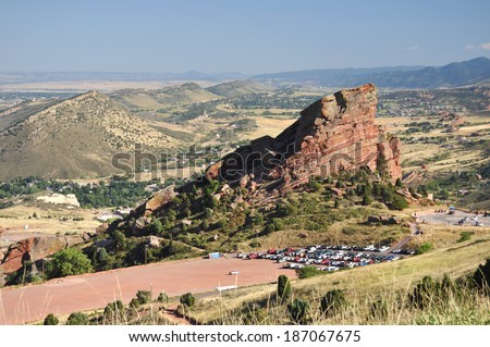 Red Rocks Amphitheater before an outdoor concert near Morrison, Colorado. This is a main attraction for residents and visitors to Denver.
