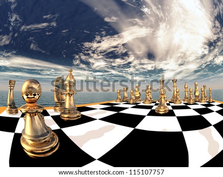 Chess Game Computer generated 3D illustration