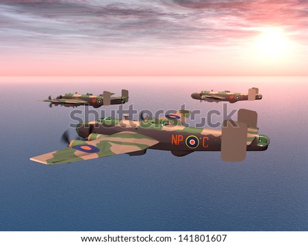 Heavy Bomber Halifax Computer generated 3D illustration