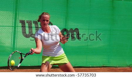 BUCHAREST, ROMANIA - July 24: Valerie Verhamme in action during the first round of qualification for the $75,000 ITF tennis tournament \