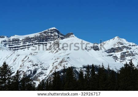 Snow mountain in spring at columbia icefield area, jasper national park, alberta, canada