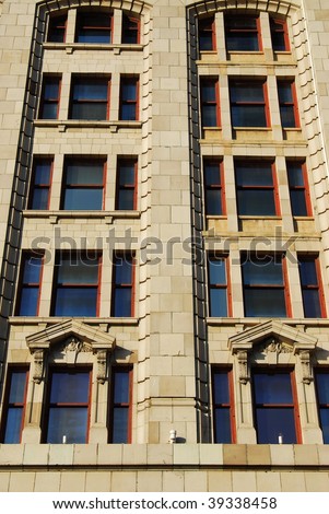 Windows of an office building in the downtown of victoria, british columbia, canada