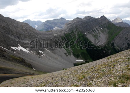 mountain ridges  on the top of mountain indefatigable, kananaskis country, alberta, canada