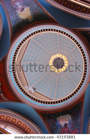 Ceiling of the meeting room in the historic parliament building (built in 1898) at victoria downtown, british columbia, canada