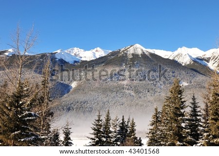 Winter canadian rockies landscape in yoho national park, british columbia, canada
