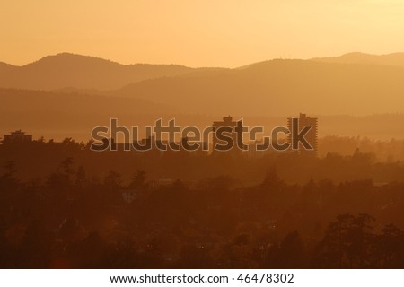 victoria city sunset scene, british columbia, canada