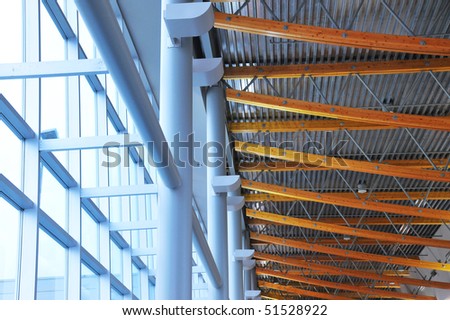 Building interior wall and ceiling structure in victoria airport, british columbia, canada