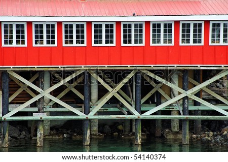 red seaside building in friday harbor, washington, usa