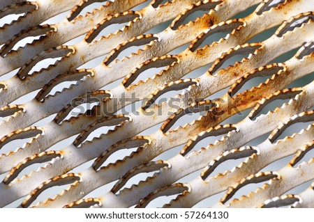 Abstract background of sawtooth patterns of a steel stair in ferry, victoria, british columbia, canada