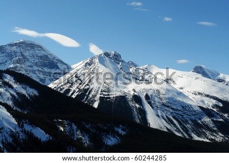 Snow mountain in spring at columbia icefield area, jasper national park, alberta, canada
